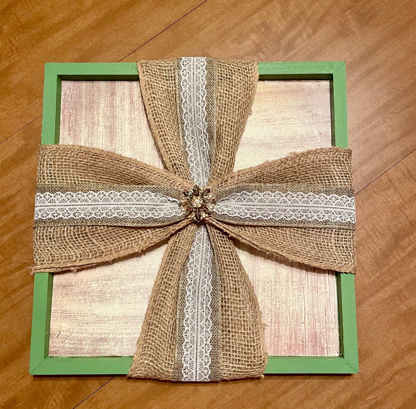 Burlap & Ribbon Cross