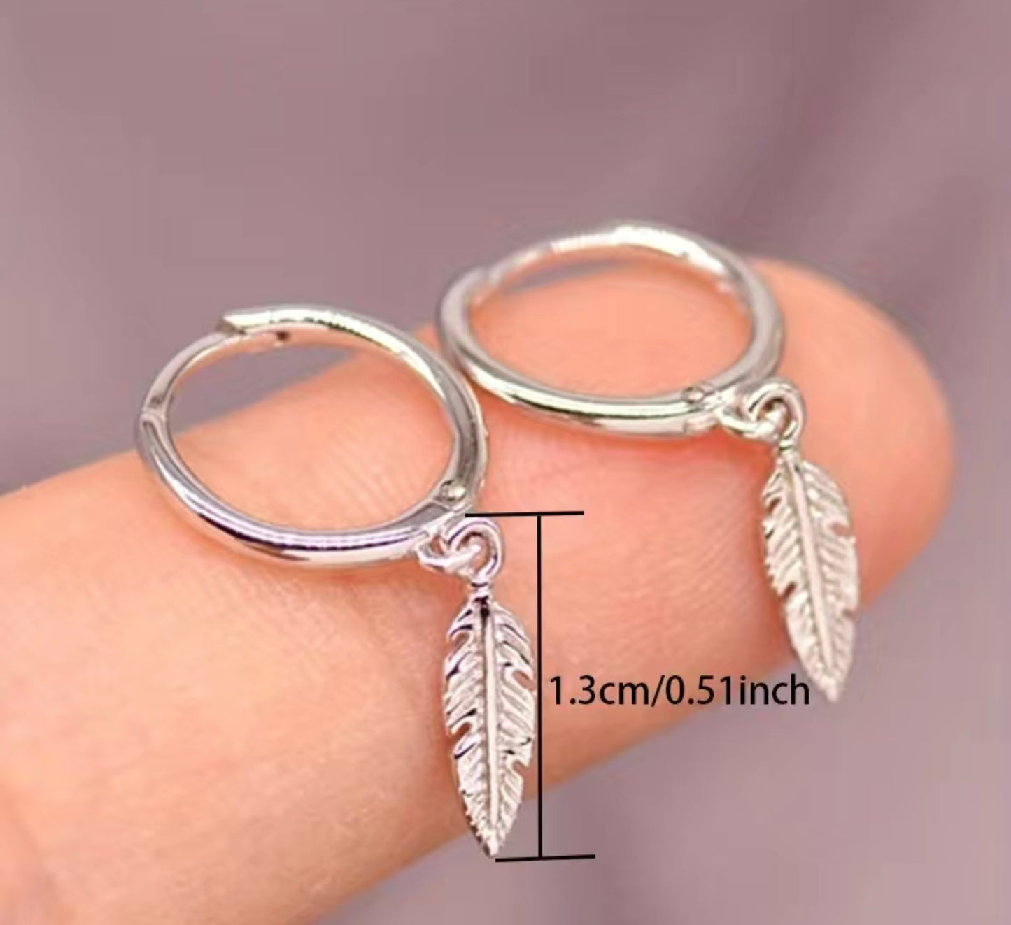 Feather Pendant Hoop Earrings