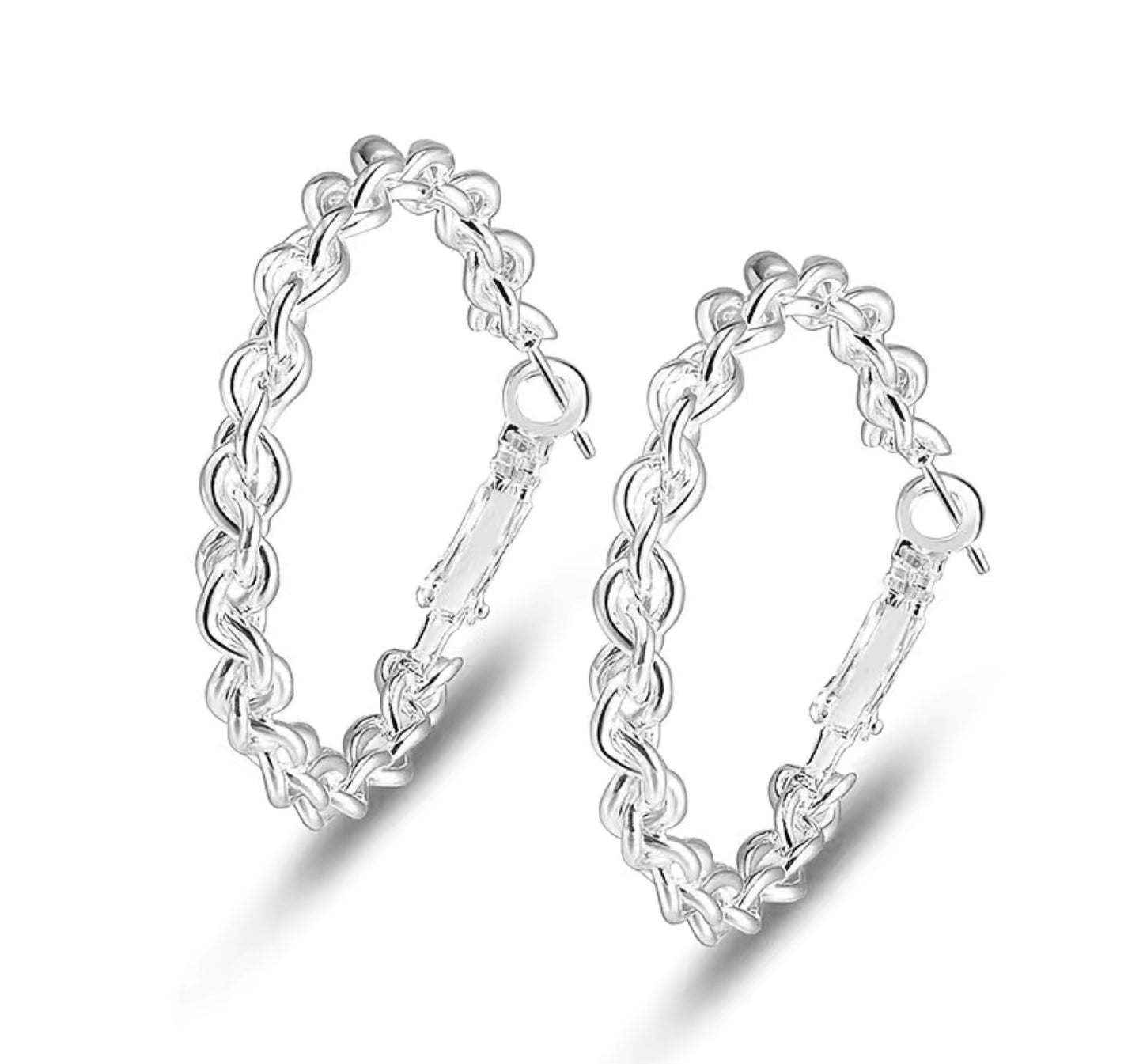 Silver Twist Hoop Earrings