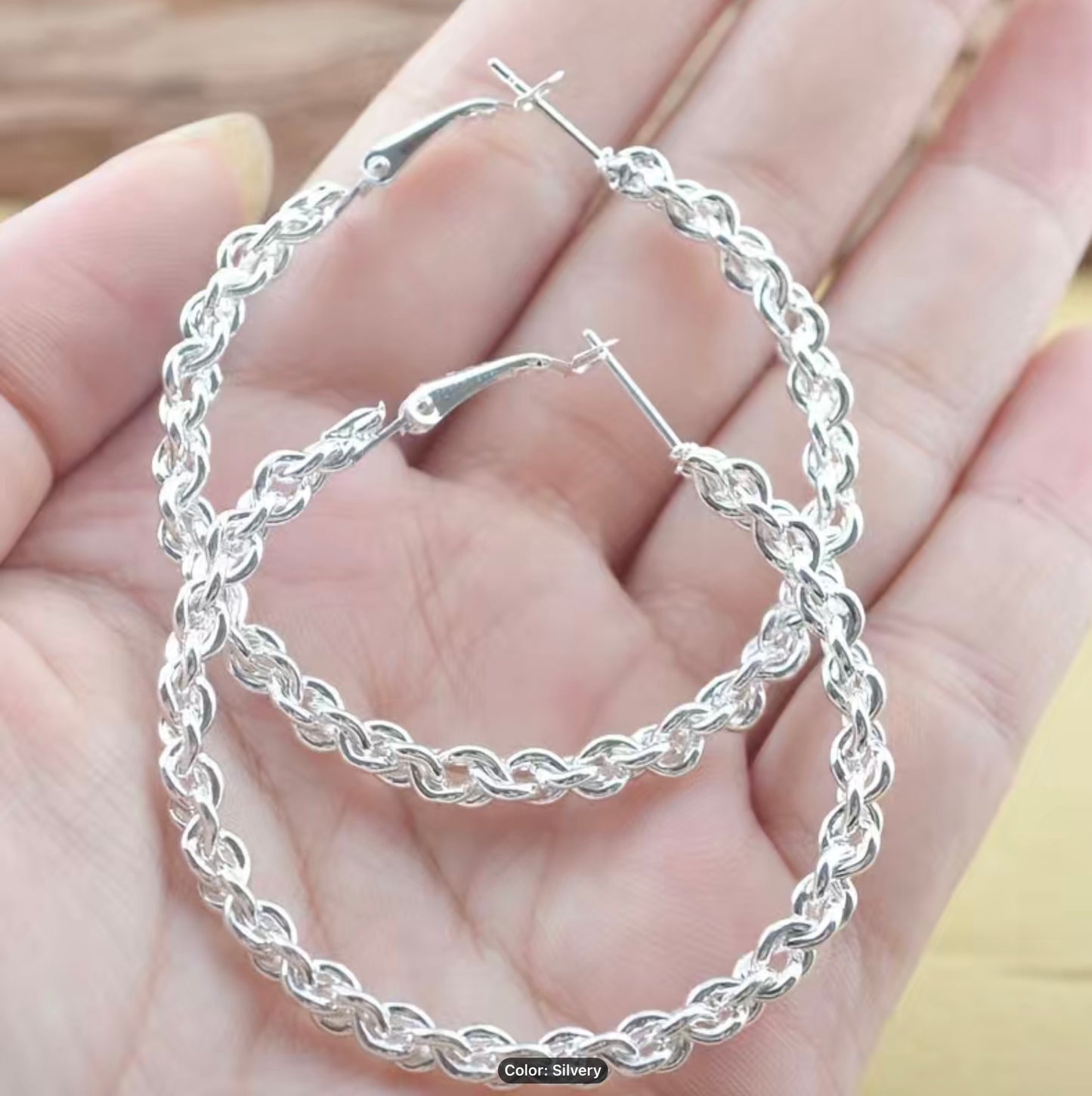 Silver Twist Hoop Earrings