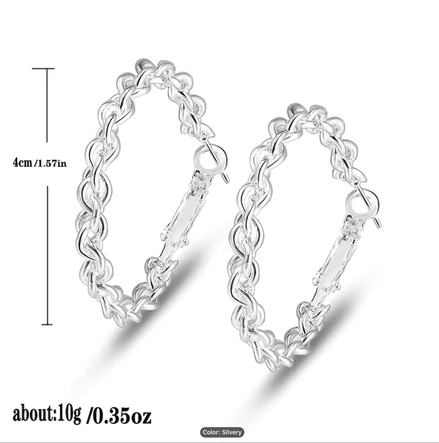 Silver Twist Hoop Earrings