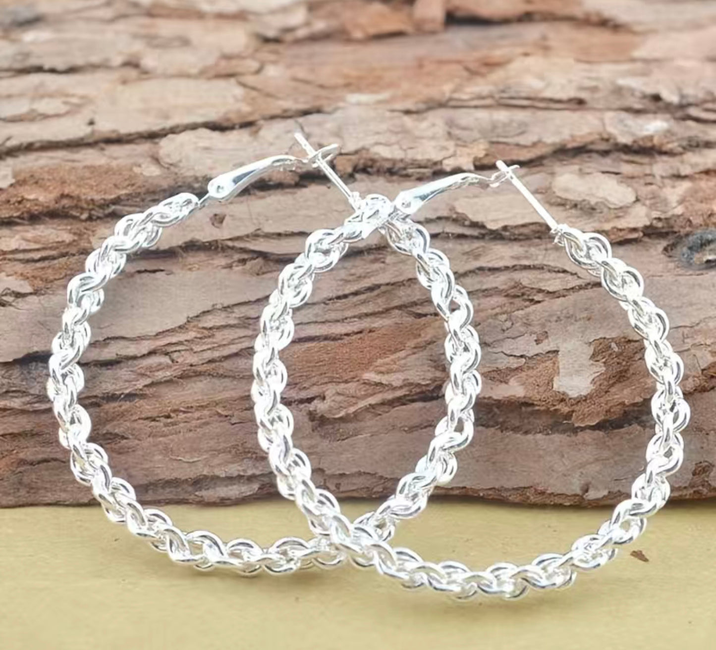 Silver Twist Hoop Earrings