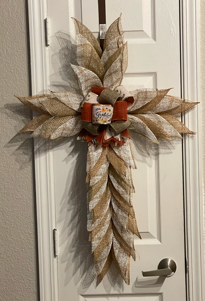 Grateful Ribbon Cross Wreath