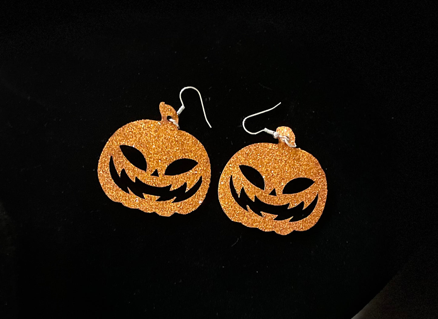 Leather Jack-o-lantern earrings