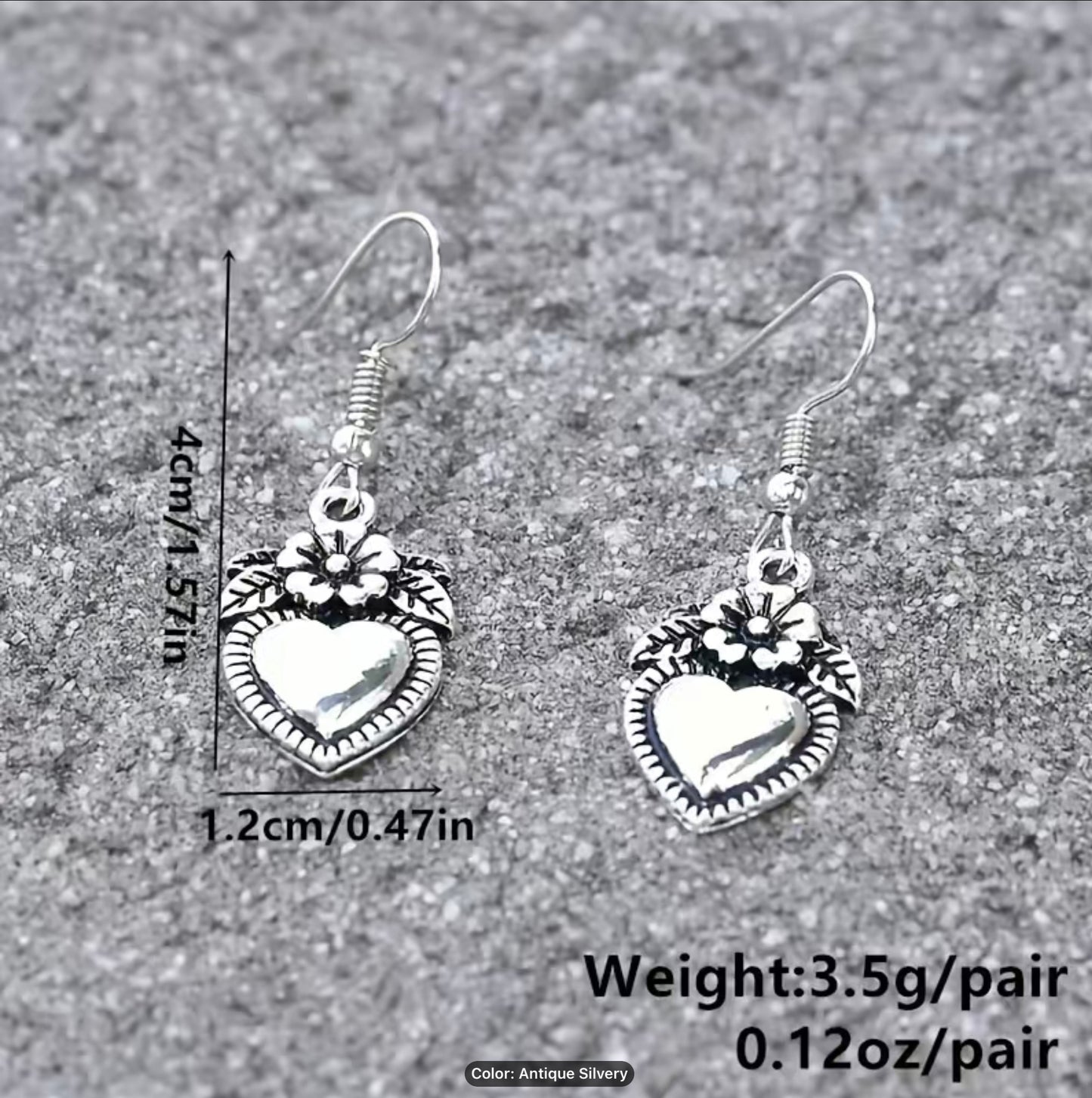 Flower Love Heart Dangle Earrings